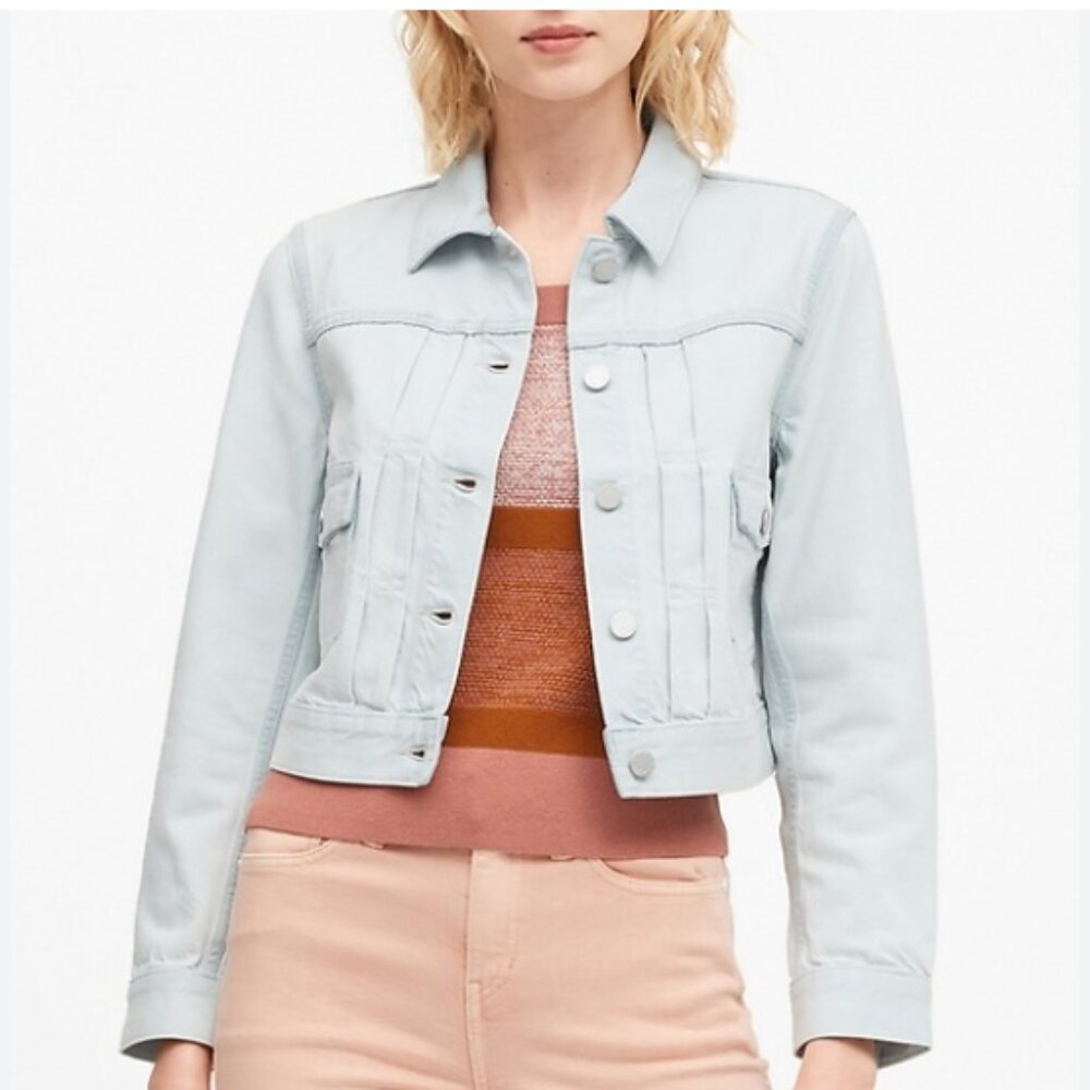 Madewell light wash cropped denim jacket, size M